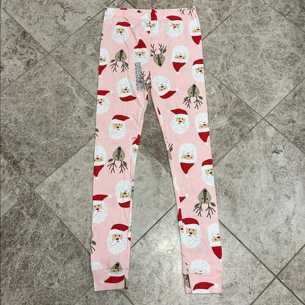 Carter’s Holiday Pajama Set NEW Pink Santa Reindeer 2pc Set Cotton Size 10